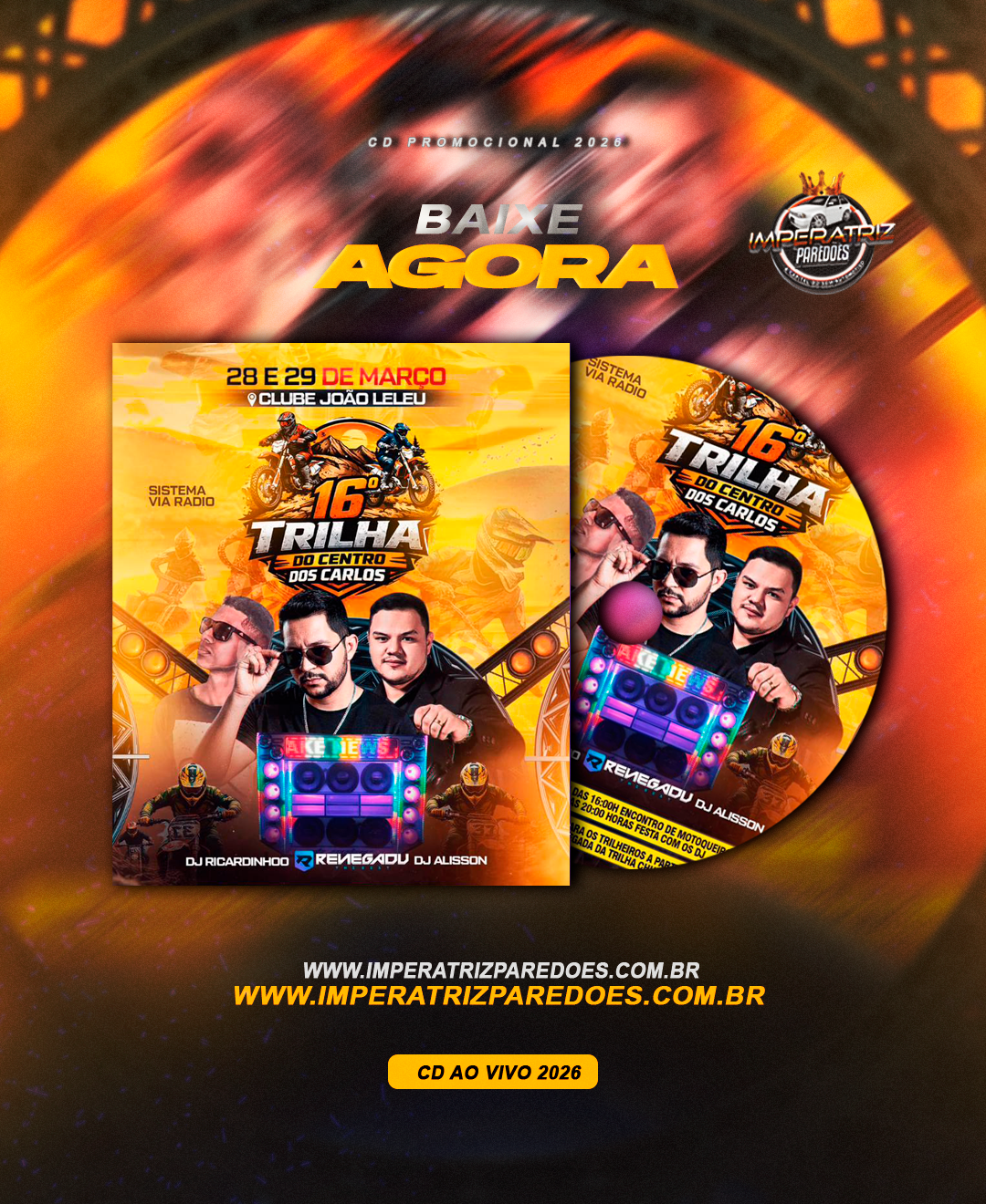 Capa: CD AO VIVO - 16ª TRILHA DO CENTRO DOS CARLOS - DJ RICARDINHO